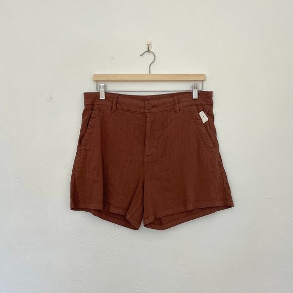 Kut from the Kloth – Brown Linen Blend Trouser Shorts - Picture 1 of 11